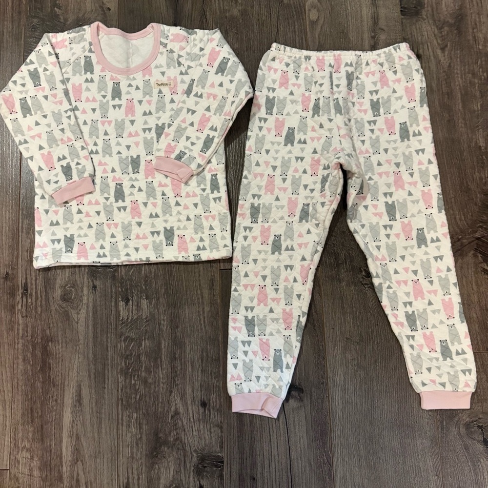 Theminou Korean Pajamas quilted two piece Bears woodland animals 100% Cotton